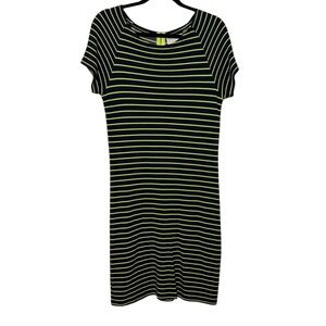 Sail to Sable STS Dress Size Small Navy Yellow Striped Short Sleeve Back Zip